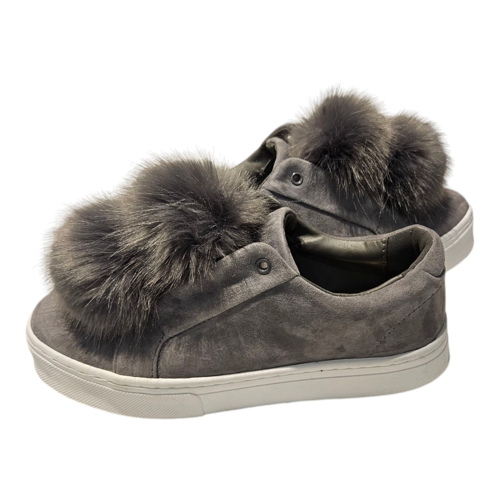 Sam Edelman Gray Faux Fur Pom Pom Women's Sneakers